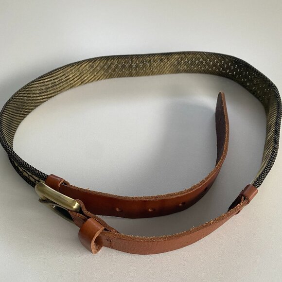 Danier Cognac Leather and Chainmail Hexagon Belt 32"-35" - Picture 2 of 6